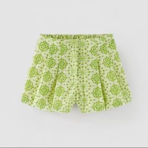 Zara embroidery box pleat shorts
